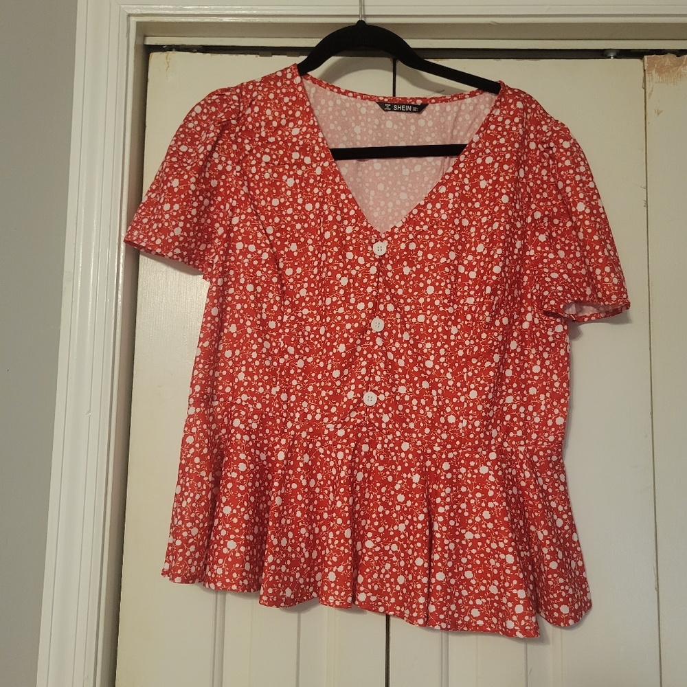 Peplum Style Blouse with Buttons